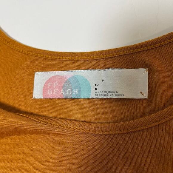 Free People FP Beach Sleeveless Tank Midi Dress Orange Size Large Lagenlook Boho - Picture 4 of 7